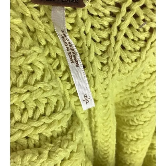 Free People Sz S Swim Too Deep Oversized Sweater Neon Green Cotton Acrylic - Picture 6 of 8